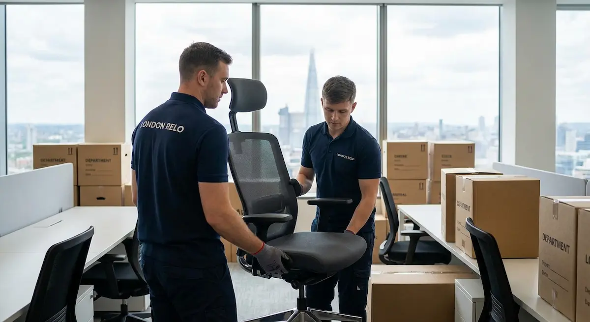 Professional team handling office removals London for a corporate client